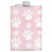 Muster von Pfoten, weißen Pfoten, Aquarellfarben, Flachmann (Vorderseite)