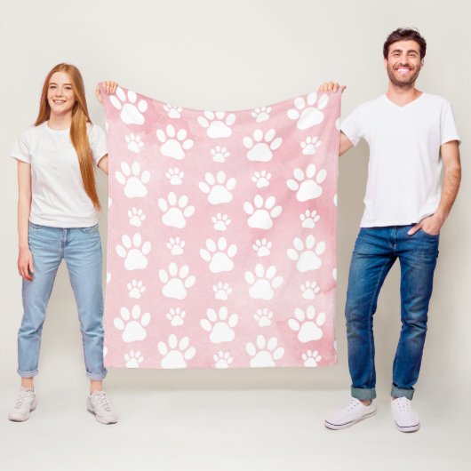 Muster von Pfoten, weißen Pfoten, Aquarellfarben,  Fleecedecke (Beispiel)