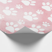 Muster von Pfoten, weißen Pfoten, Aquarellfarben, Geschenkpapier (Ecke)