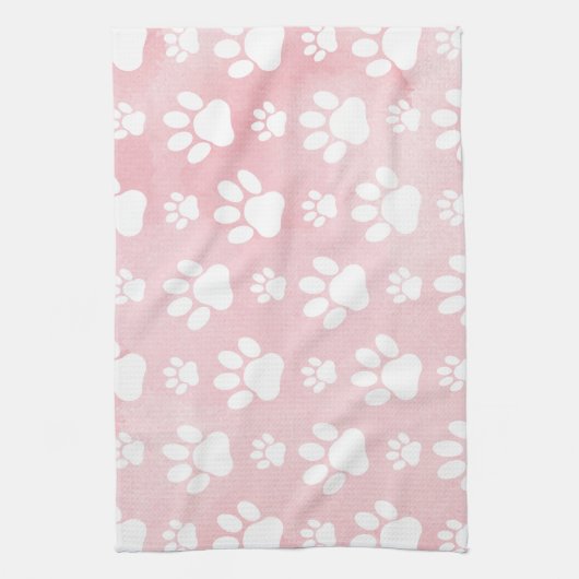 Muster von Pfoten, weißen Pfoten, Aquarellfarben, Geschirrtuch (Vertikal)