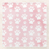 Muster von Pfoten, weißen Pfoten, Aquarellfarben, Glasuntersetzer (Vorderseite)