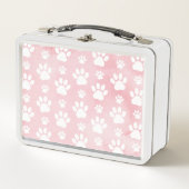 Muster von Pfoten, weißen Pfoten, Aquarellfarben,  Metall Brotdose (Vorderseite)