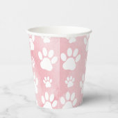Muster von Pfoten, weißen Pfoten, Aquarellfarben, Pappbecher (Rechts)