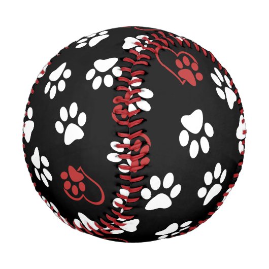 Muster von Pfoten, weißen Pfoten, roten Pfoten, He Baseball (Schrägansicht)