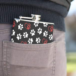 Muster von Pfoten, weißen Pfoten, roten Pfoten, He Flachmann