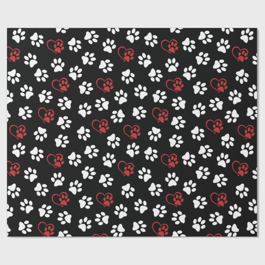 Muster von Pfoten, weißen Pfoten, roten Pfoten, He Geschenkpapier (Flach)