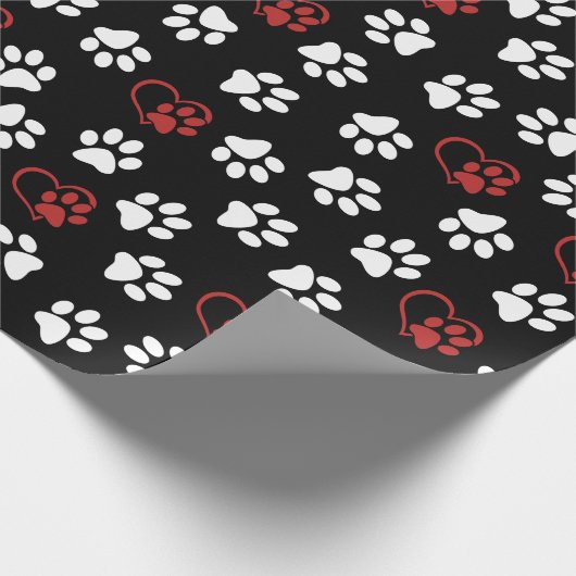 Muster von Pfoten, weißen Pfoten, roten Pfoten, He Geschenkpapier (Ecke)