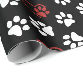 Muster von Pfoten, weißen Pfoten, roten Pfoten, He Geschenkpapier (Rolleneckpunkt)