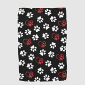 Muster von Pfoten, weißen Pfoten, roten Pfoten, He Golfhandtuch (Vorderseite)