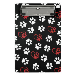 Muster von Pfoten, weißen Pfoten, roten Pfoten, He Mini Klemmbrett