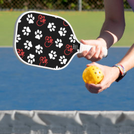 Muster von Pfoten, weißen Pfoten, roten Pfoten, He Pickleball Schläger