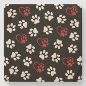 Muster von Pfoten, weißen Pfoten, roten Pfoten, He Steinuntersetzer (Vorderseite)