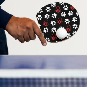Muster von Pfoten, weißen Pfoten, roten Pfoten, He Tischtennis Schläger