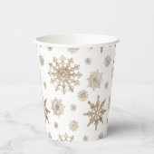 Muster von Schneeflocken in goldgelber Farbe Pappbecher (Links)