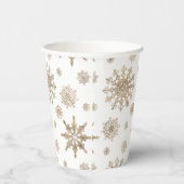 Muster von Schneeflocken in goldgelber Farbe Pappbecher (Rechts)