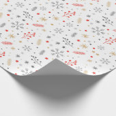 Muster von Schneeflocken und Pflanze auf Weiß Geschenkpapier (Ecke)