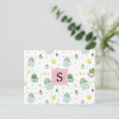 Muster von Sukkulenten, Kaktusmuster, Monogramm Postkarte (Stehend Vorderseite)