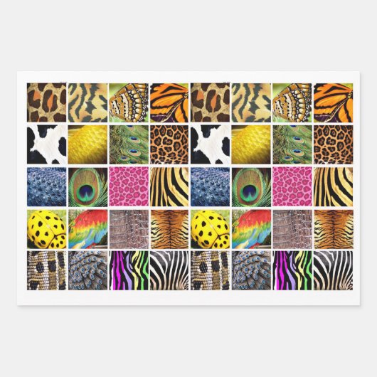 Muster von Tieren und Insekten-Haut Geschenkpapier Set (Vorderseite)