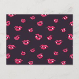 Muster von Vampirlippen und Fanggeräten Postkarte