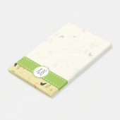 Muster von Vögeln, Blätter, Beeren, Monogramm Post-it Klebezettel (angewinkelt)