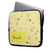 Muster von Vögeln, Blätter, Bereren, Ihr Name Laptopschutzhülle (Vorderseite Links)