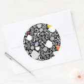 Muster von Vögeln und Tassen Runder Aufkleber (Umschlag)