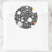 Muster von Vögeln und Tassen Runder Aufkleber (Tasche)