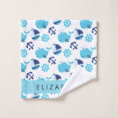 Muster von Walen, Blauen Walen, Ihr Name Badhandtuch Set (Waschlappen)