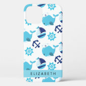 Muster von Walen, Blauen Walen, Ihr Name Case-Mate iPhone Hülle (Rückseite)