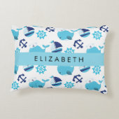 Muster von Walen, Blauen Walen, Ihr Name Dekokissen (Rückseite)