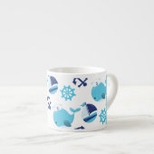 Muster von Walen, Blauen Walen, Ihr Name Espressotasse (Vorderseite Rechts)