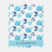 Muster von Walen, Blauen Walen, Ihr Name Fleecedecke (Vorderseite)