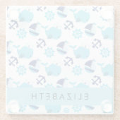 Muster von Walen, Blauen Walen, Ihr Name Glasuntersetzer (Rückseite)