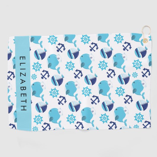 Muster von Walen, Blauen Walen, Ihr Name Golfhandtuch (Horizontal)
