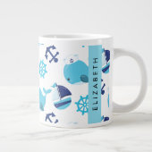 Muster von Walen, Blauen Walen, Ihr Name Jumbo-Tasse (Rechts)