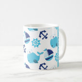 Muster von Walen, Blauen Walen, Ihr Name Kaffeetasse (VorderseiteRechts)