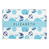 Muster von Walen, Blauen Walen, Ihr Name Kissenbezug (Vorderseite)