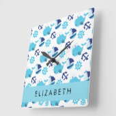 Muster von Walen, Blauen Walen, Ihr Name Quadratische Wanduhr (Winkel)