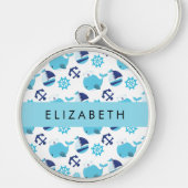 Muster von Walen, Blauen Walen, Ihr Name Schlüsselanhänger (Vorne)