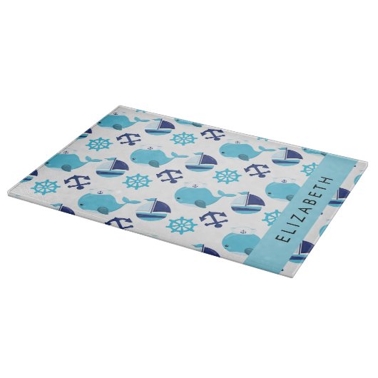 Muster von Walen, Blauen Walen, Ihr Name Schneidebrett (Ecke)