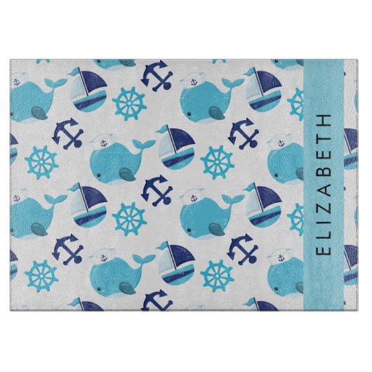 Muster von Walen, Blauen Walen, Ihr Name Schneidebrett (Vorderseite)