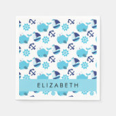 Muster von Walen, Blauen Walen, Ihr Name Serviette (Vorderseite)