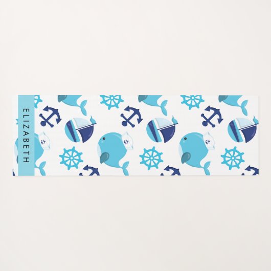 Muster von Walen, Blauen Walen, Ihr Name Yogamatte (Rückseite (Horizontal))