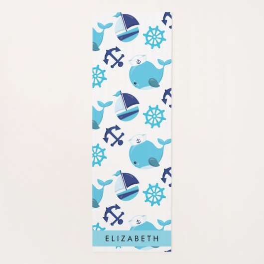 Muster von Walen, Blauen Walen, Ihr Name Yogamatte (Rückseite)