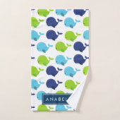 Muster von Walen, Niedlichen Walen, Ihr Name Badhandtuch Set (Handtuch)