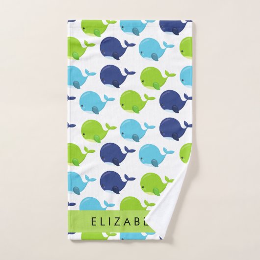 Muster von Walen, Niedlichen Walen, Ihr Name Badhandtuch Set (Handtuch)