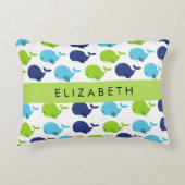 Muster von Walen, Niedlichen Walen, Ihr Name Dekokissen (Vorderseite)