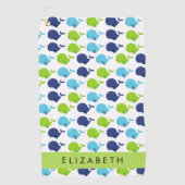 Muster von Walen, Niedlichen Walen, Ihr Name Golfhandtuch (Vorderseite)