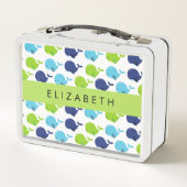 Muster von Walen, Niedlichen Walen, Ihr Name Metall Brotdose (Rückseite)