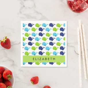 Muster von Walen, Niedlichen Walen, Ihr Name Serviette